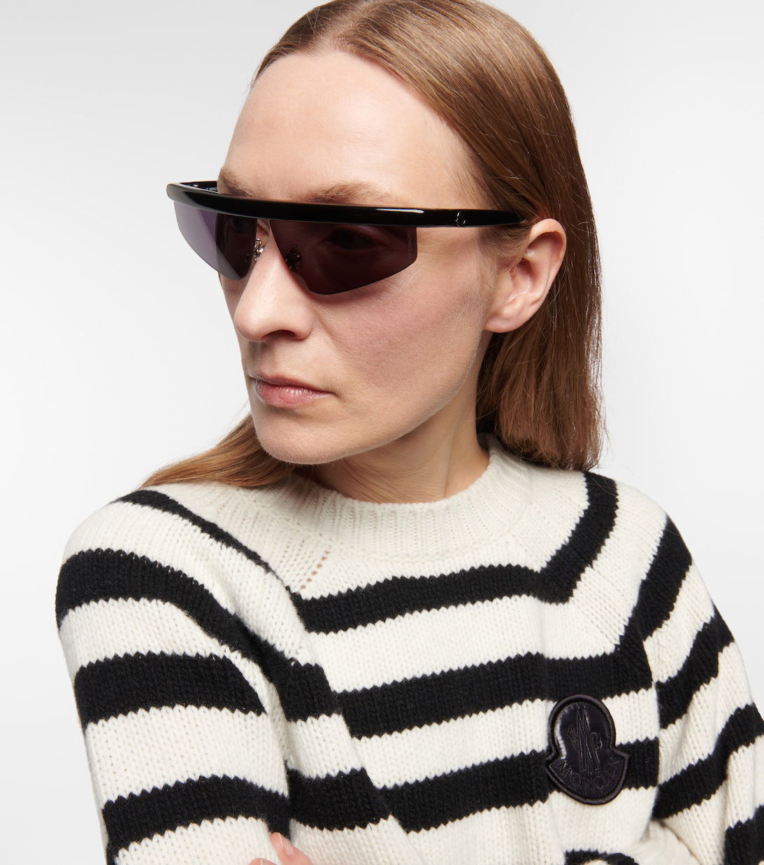Moncler Orizon Semi-Rimmed Acetate Rectangle Sunglasses Moncler Sunglasses ML 0254 Orizion 01A Black/Smoke at Amazon  main image 2