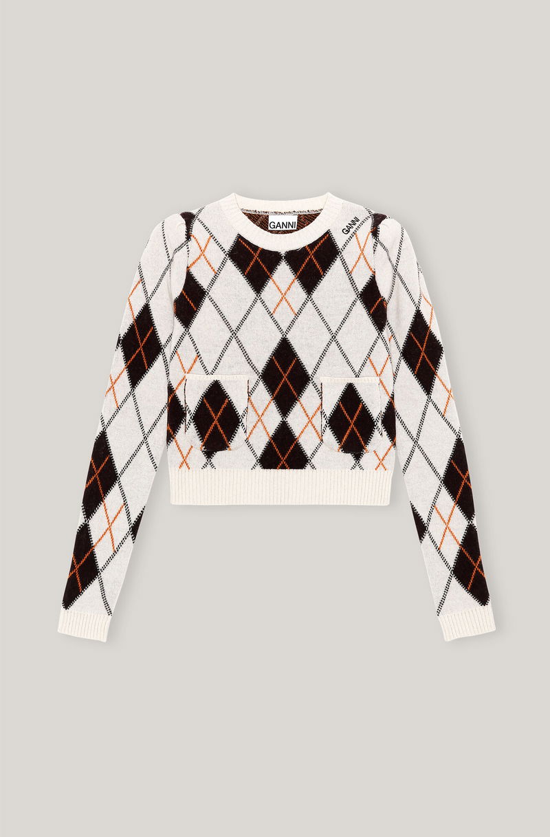 GANNI Argyle Cropped Pullover endource