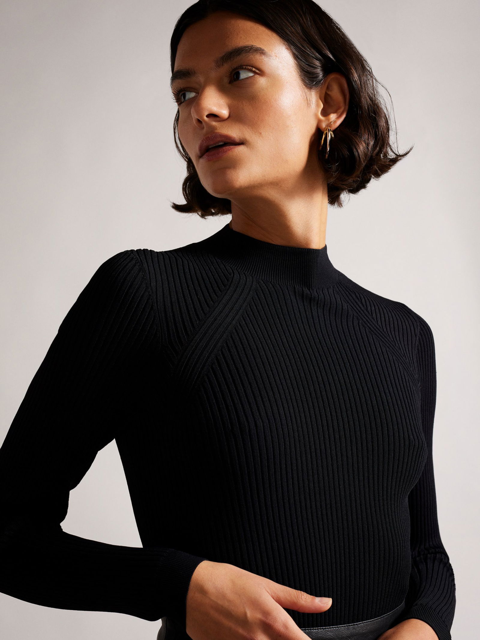 TED BAKER Alltaa Knitted Bodice Dress With Faux Leather Skirt | endource