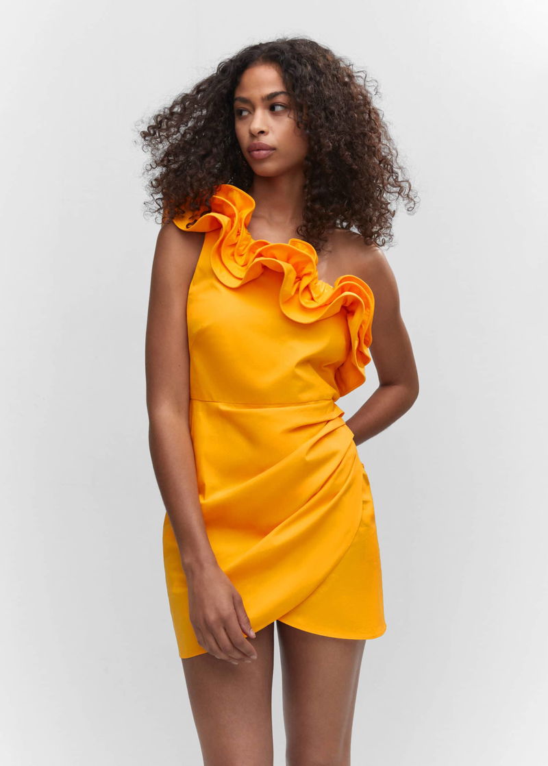 mango asymmetric ruffle dress MANGO Asymmetric Ruffled Dress