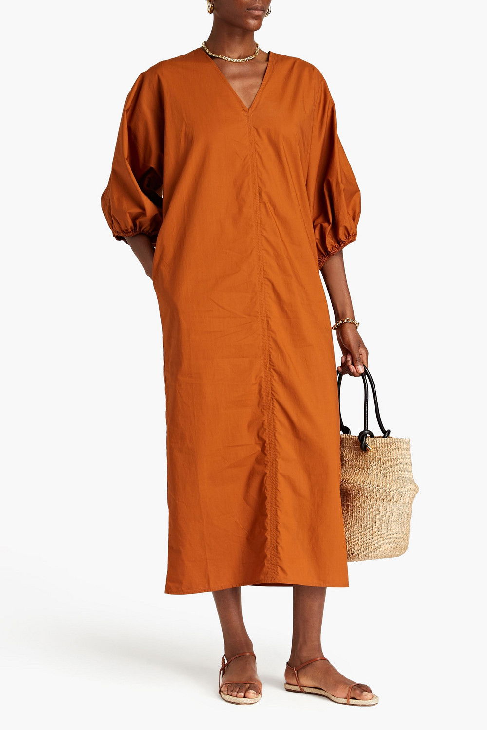 by malene birger orange dress Silk Long Dress