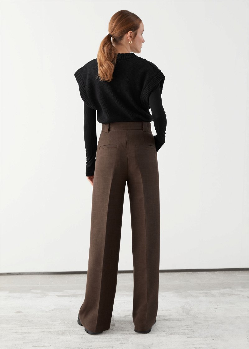 & OTHER STORIES Relaxed Wide Press Crease Trousers in Brown | Endource