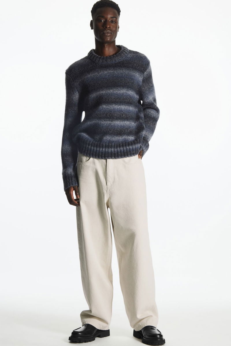 COS Striped Wool Jumper in NAVY / STRIPED | Endource