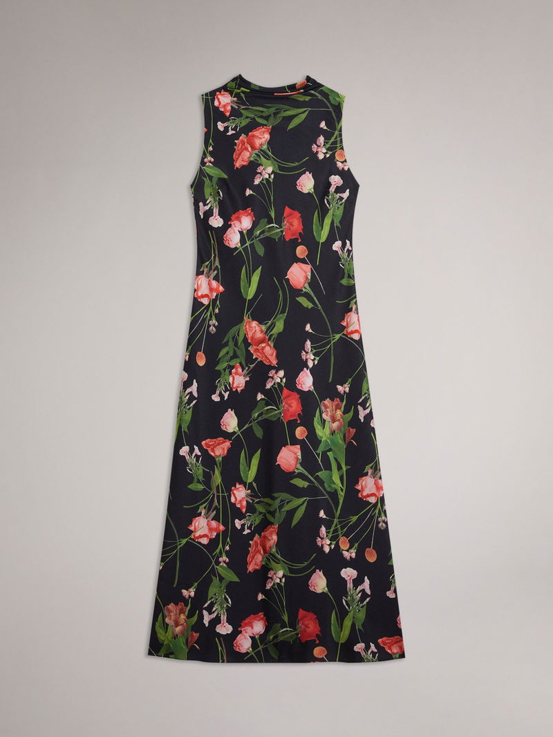 knee length dresses for ladies Satin Cowl Neck Midi Slip Dress | Miinta main image 1