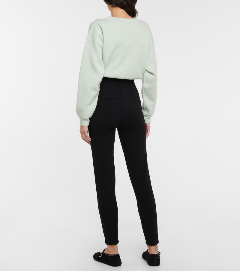 Alaïa High-Rise Cashmere Leggings in Black