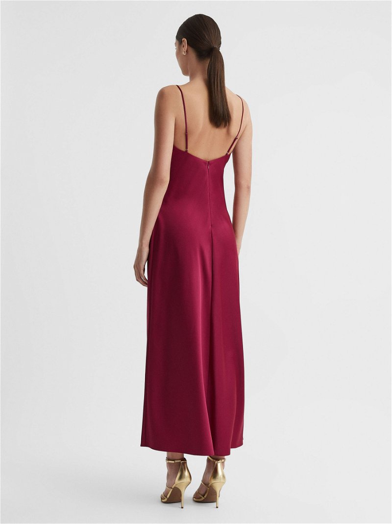 SIGNIFICANT OTHER Esme Cowl Neck Satin Maxi Dress in Deep Red