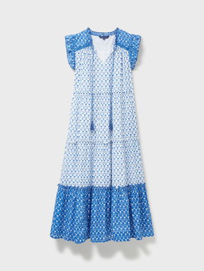 Mint Velvet Pleated Colour Block Dress, Navy/Cream at John Lewis & Partners