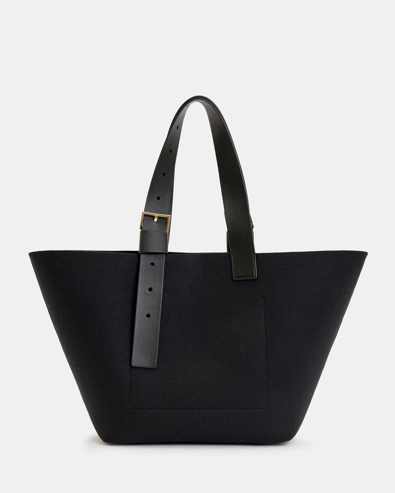 ALLSAINTS Anik Spacious Felt Logo Tote Bag in Black | Endource