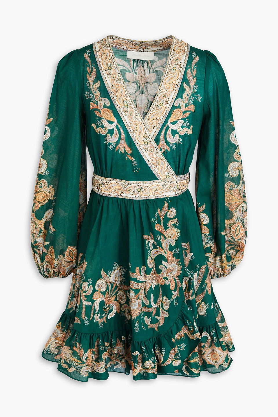 ZIMMERMANN Paisley Cotton-Mousseline Mini Wrap Dress | endource ZIMMERMANN Paisley Cotton-Mousseline Mini Wrap Dress | endource