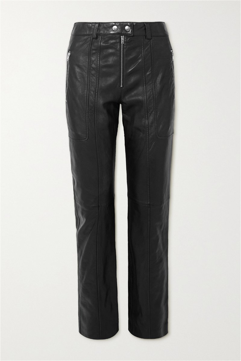 FRAME The Slim Stacked paneled leather bootcut pants