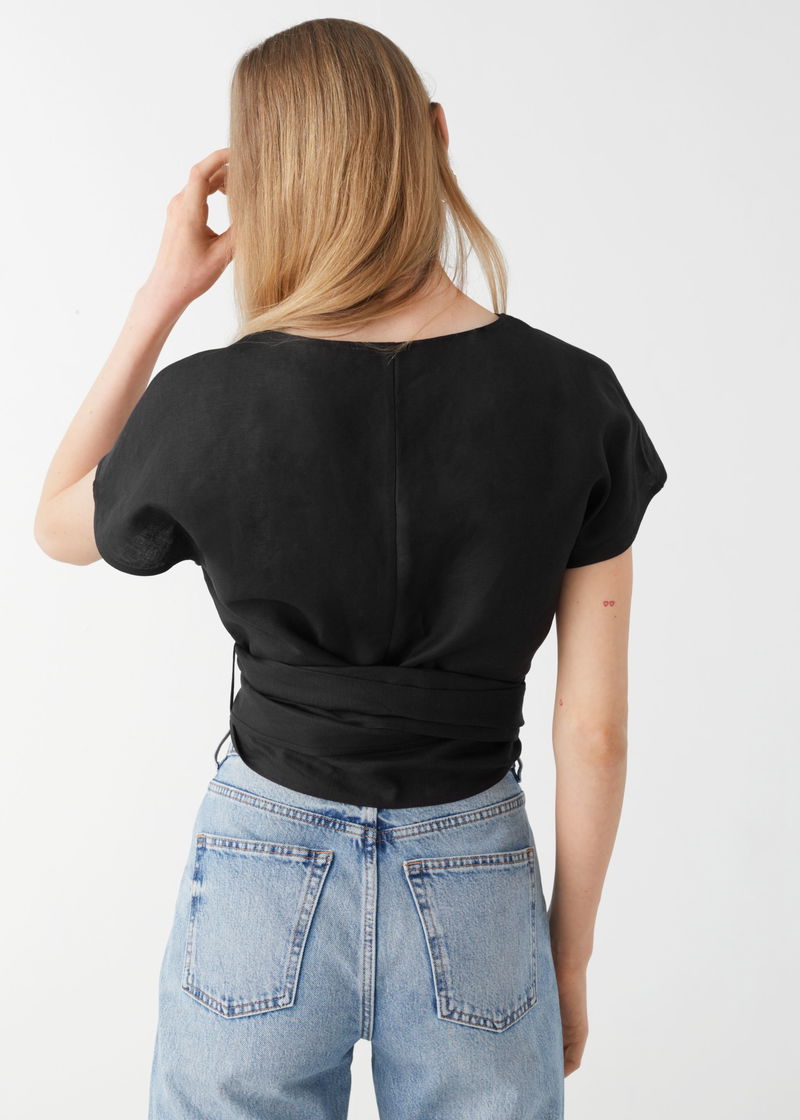 & OTHER STORIES Linen Blend Wrap Top Endource