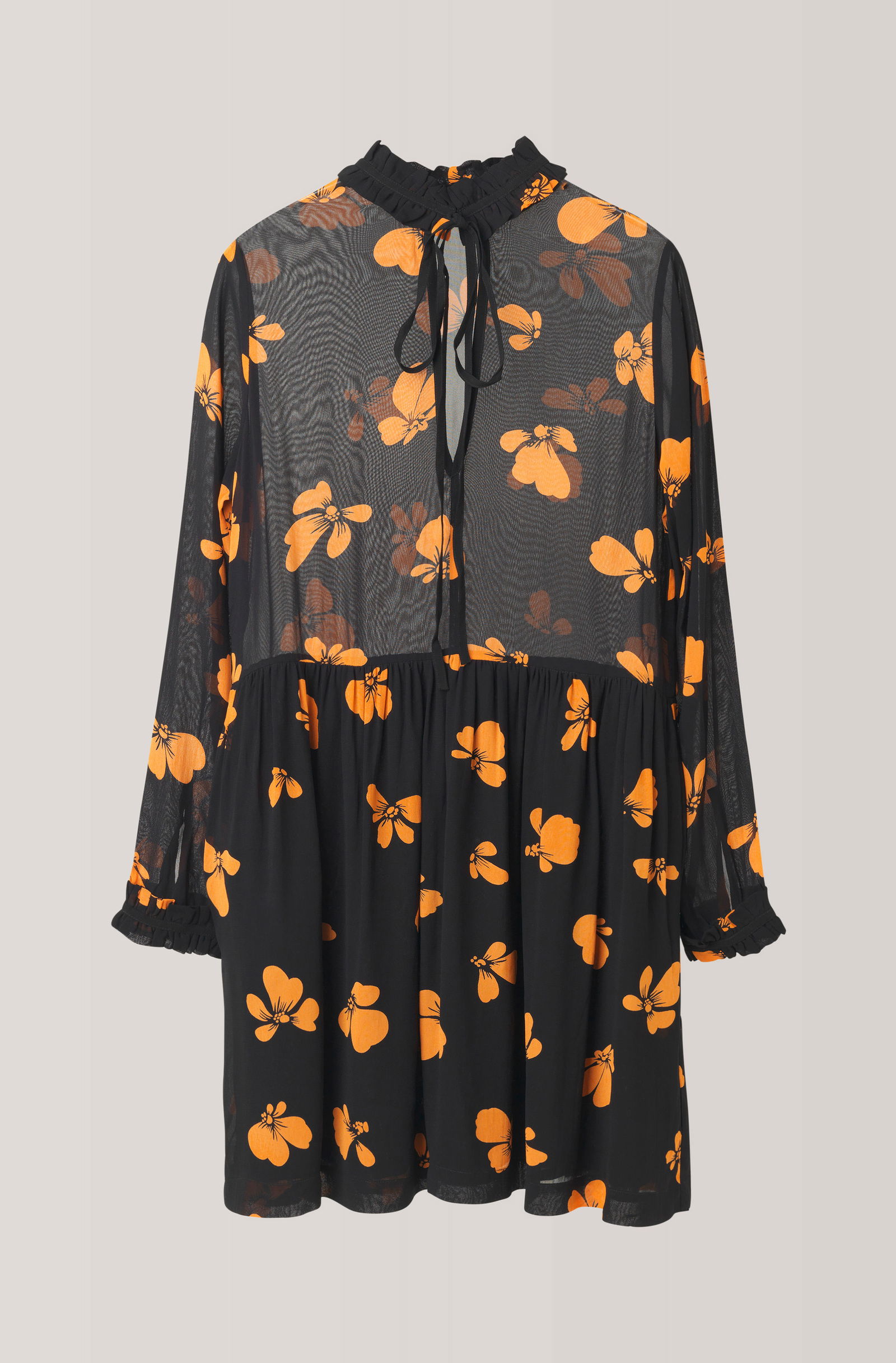 ganni dress black orange Ganni // Black & Orange Silk Horse Dress VSP Consignment