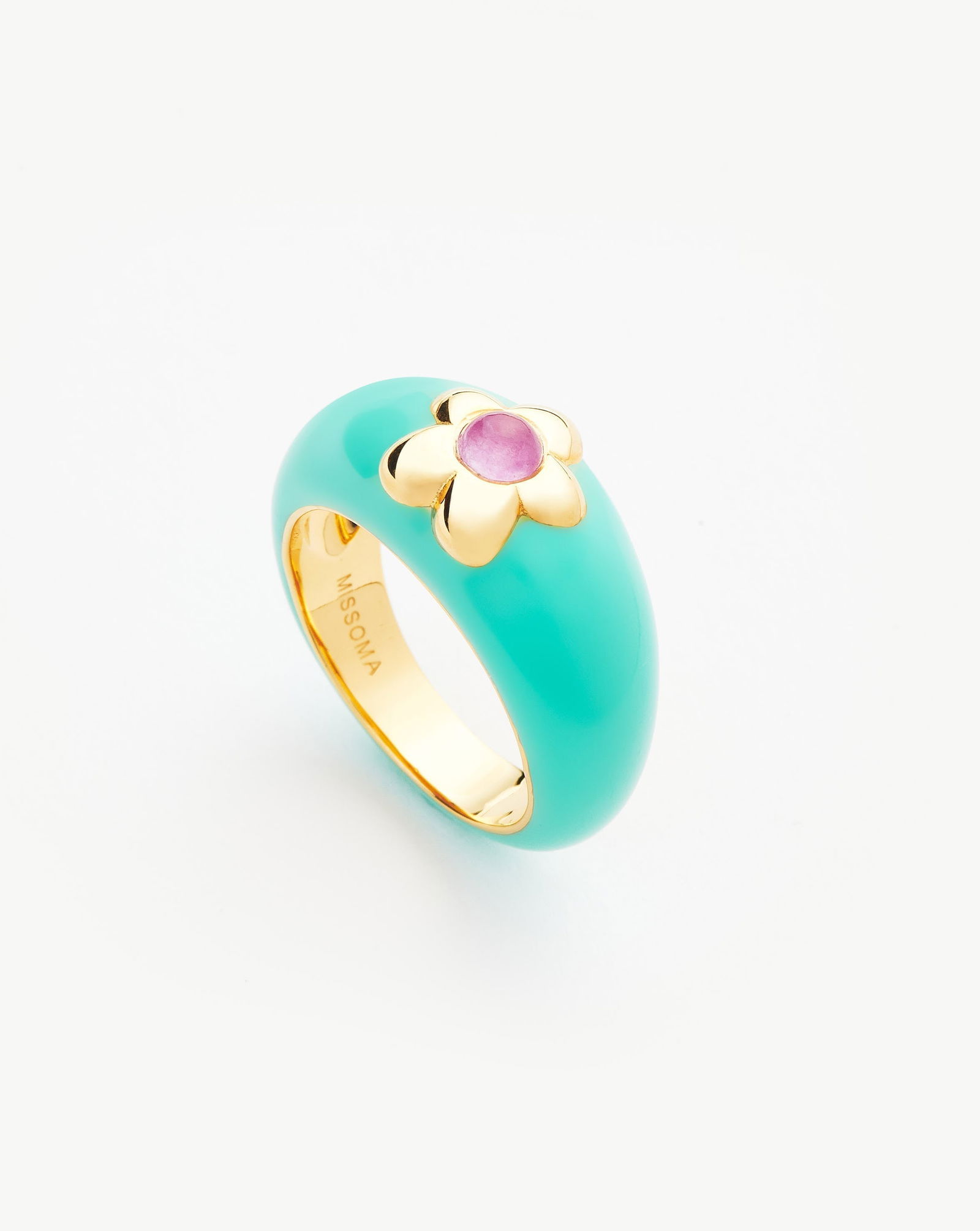 Good Vibes Triple Gemstone Statement Ring | 18ct Gold Plated/Purple Quartz  & Aqua Chalcedony