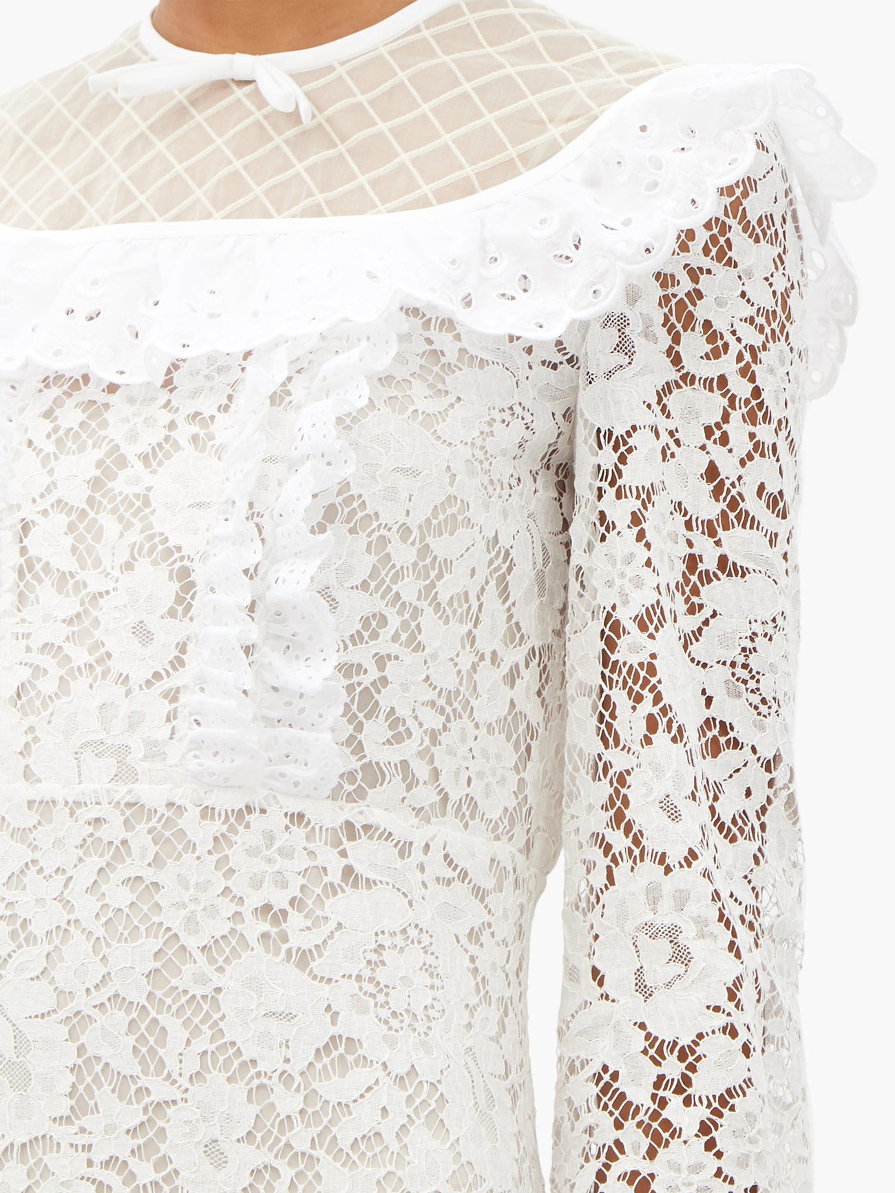 MIU MIU Floral-Lace And Broderie-Anglaise Cotton Dress | endource