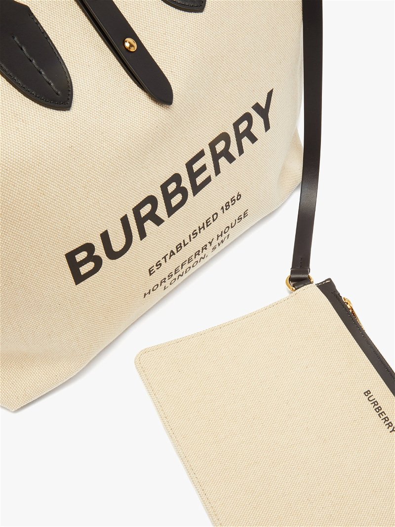 BURBERRY Logo-print cotton-canvas tote bag