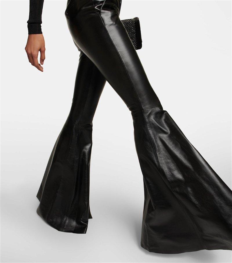 SAINT LAURENT Flared Leather Pants in Black
