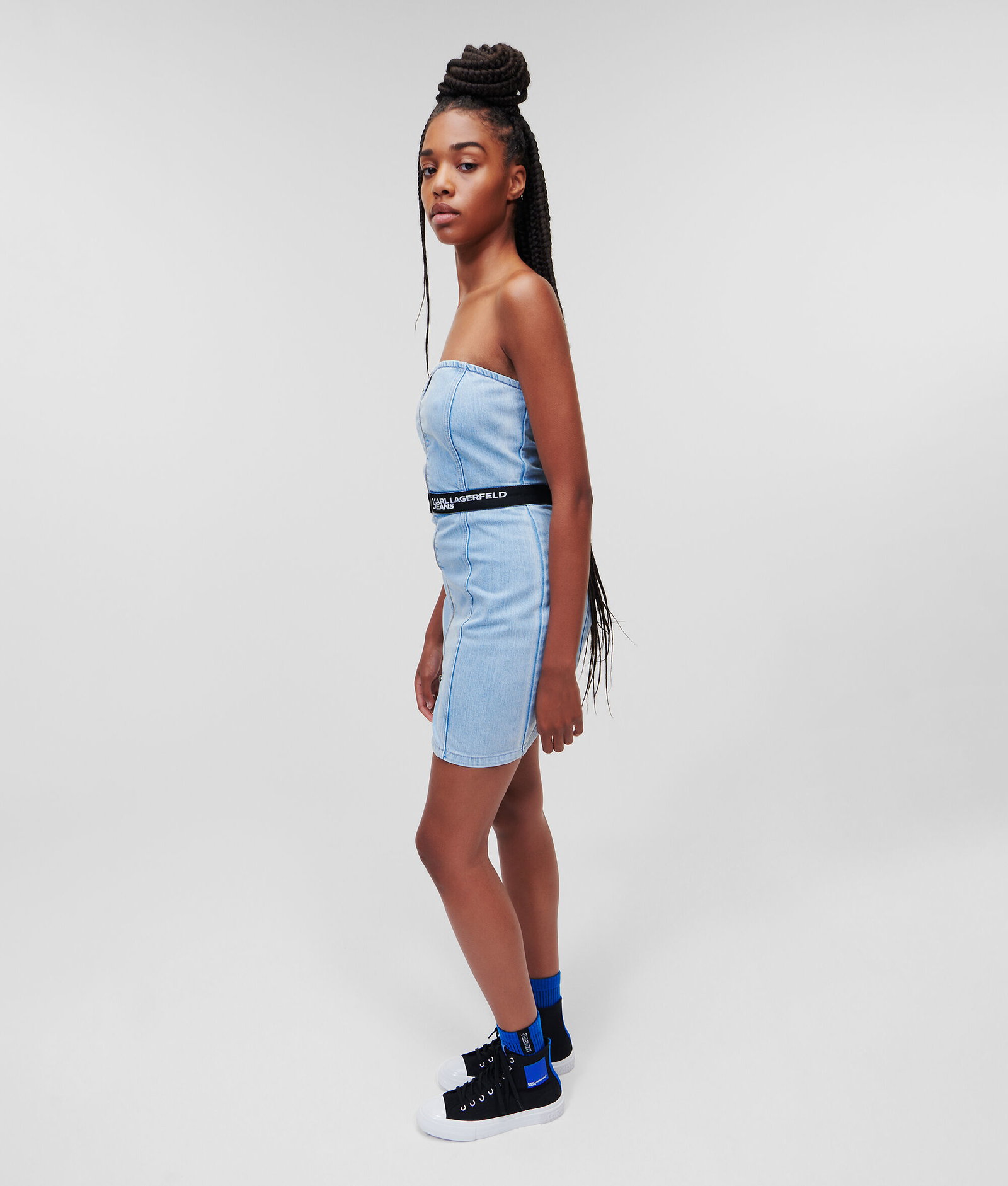 KARL LAGERFELD KLJ Zip-Front Denim Dress | endource