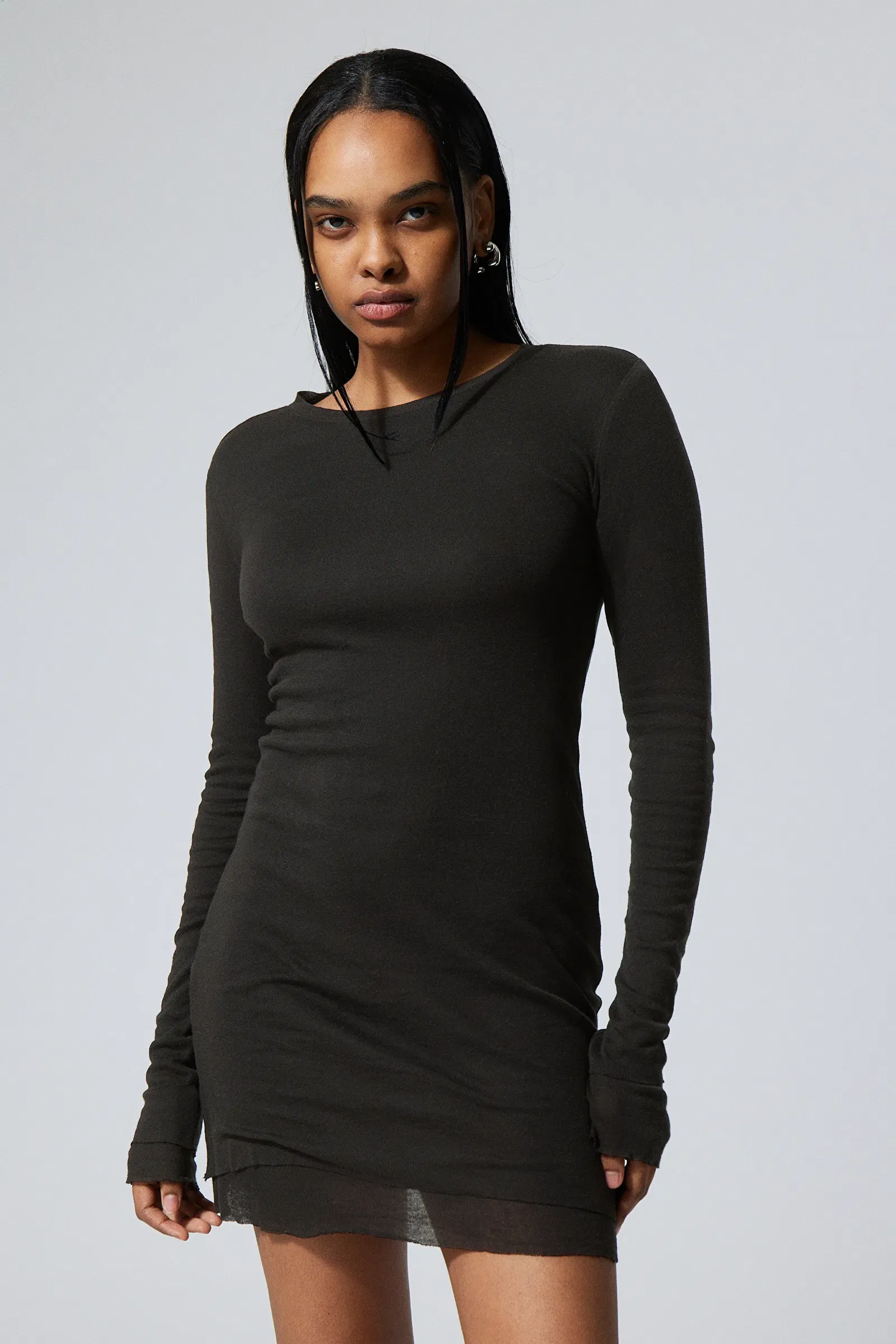 weekday sheer dress Sheer Long-Sleeved V-neck Maxi Dress