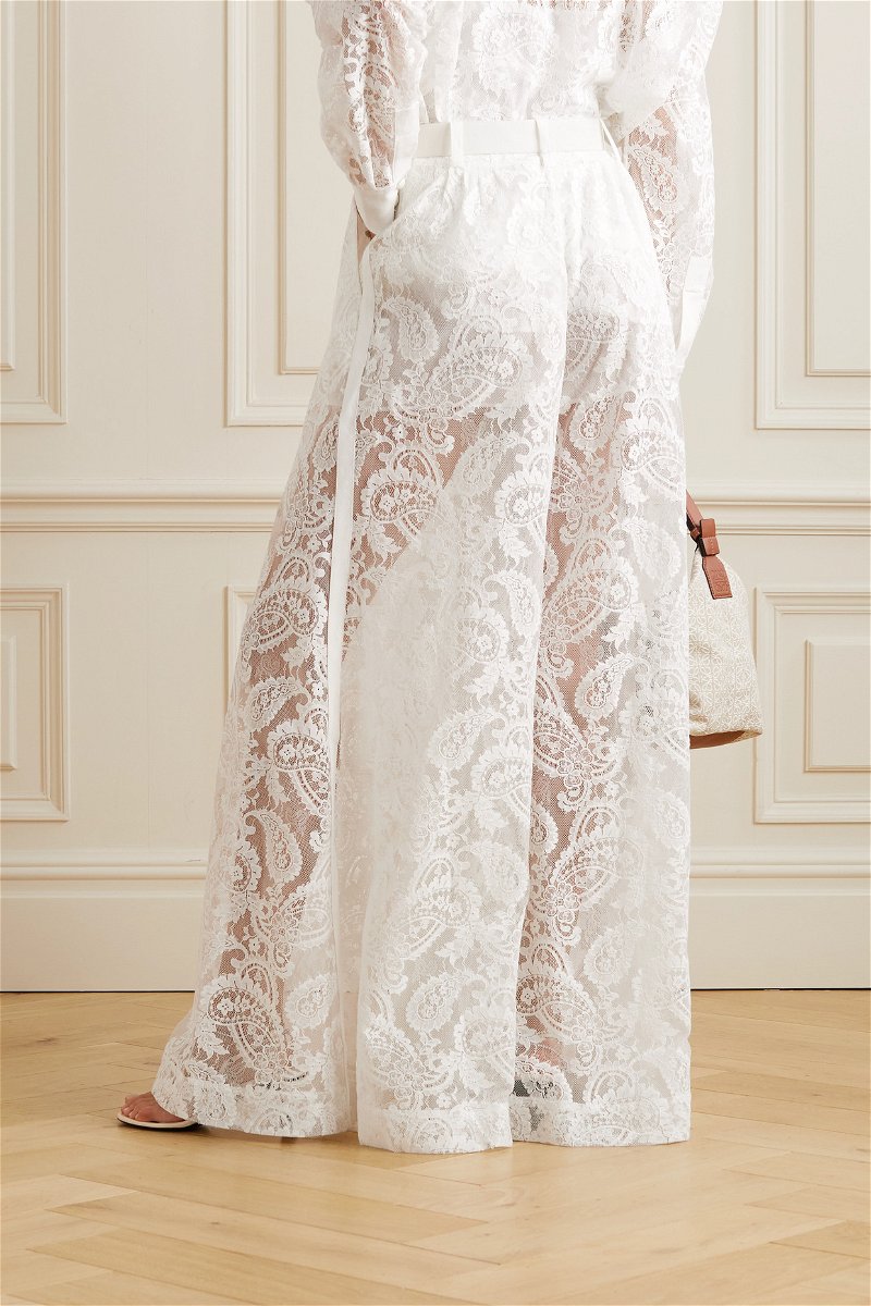 High-rise guipure lace pants in white - Zimmermann