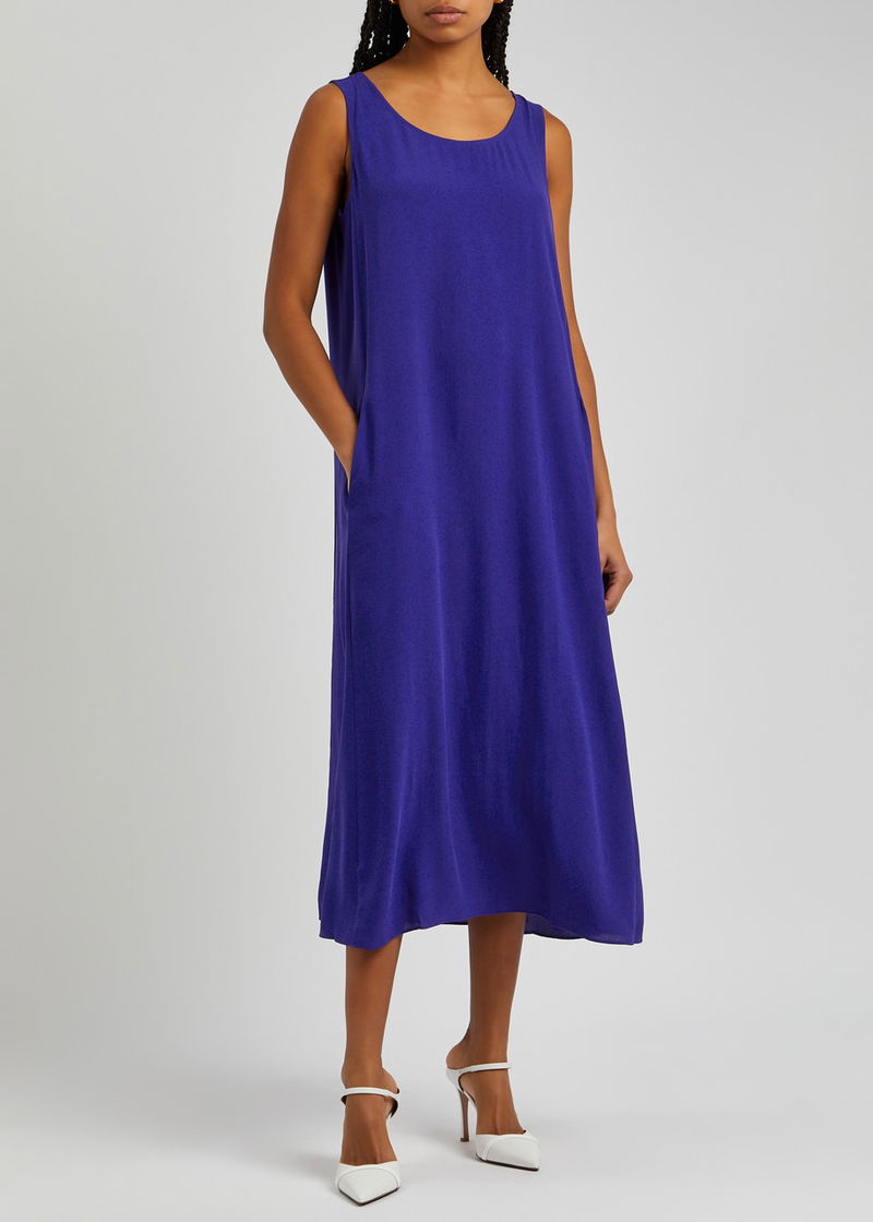eileen fisher purple dress Fine Jersey Lantern Dress