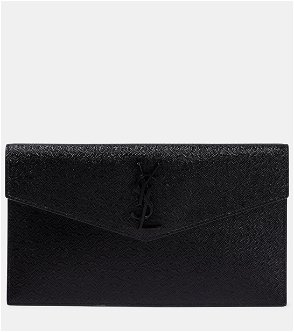 YSL UPTOWN POUCH BLACK CROC EMBOSSED LEATHER SILVER HARDWARE – THE