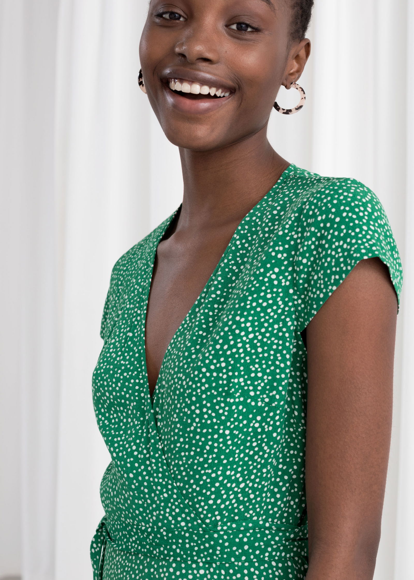 & OTHER STORIES Polka Dot Midi Wrap Dress | endource