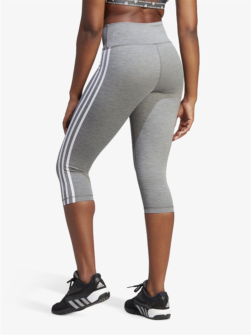 ADIDAS Train Essentials 3-Stripes 3/4 Gym Leggings in Dark Grey