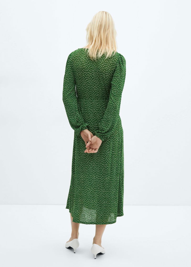 green emerald velvet dress Mango Green Polka Dot Button Down Knee Length Dress | Gently Used