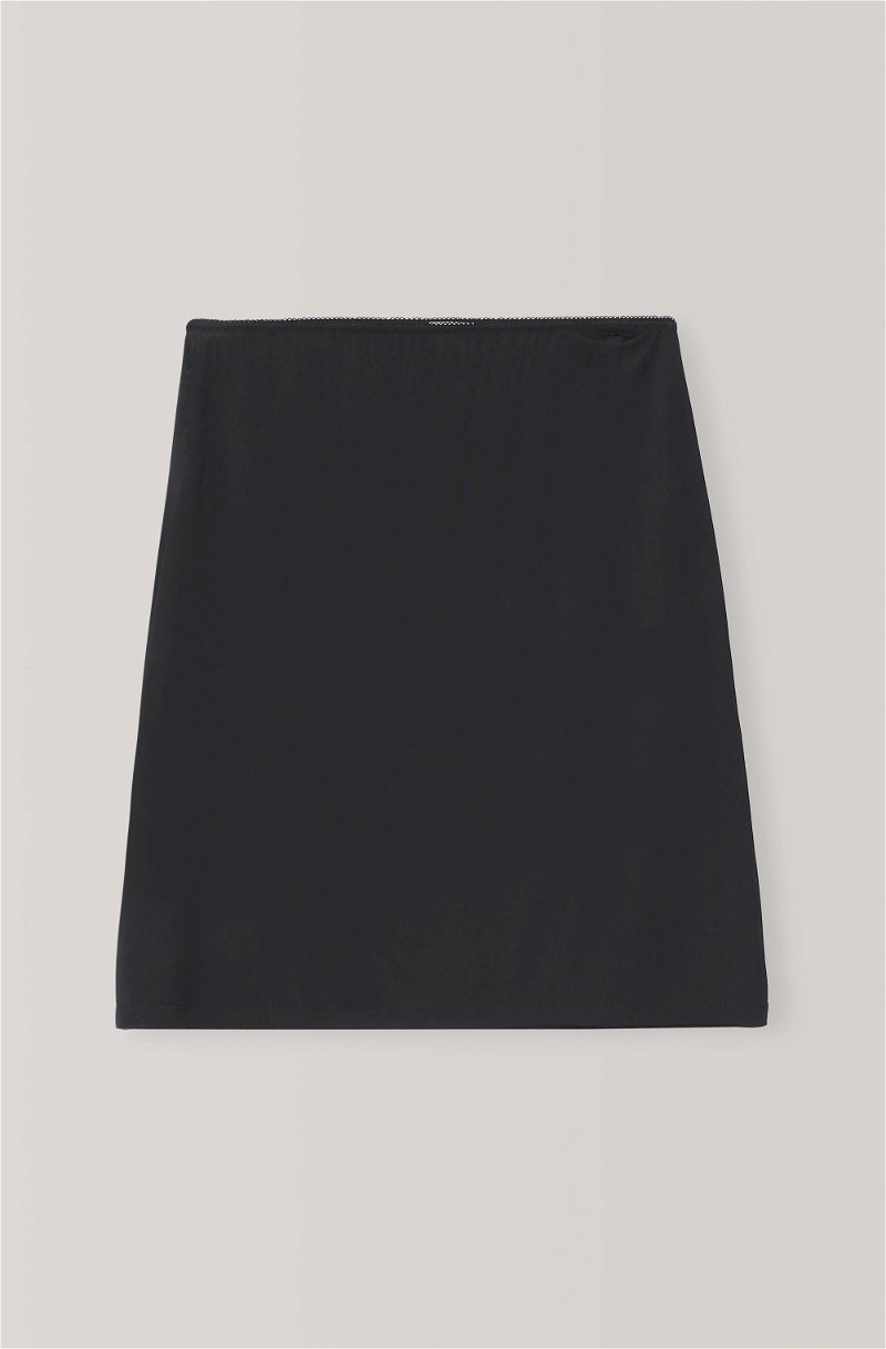 GANNI Rayon Underwear Slip Skirt in Black