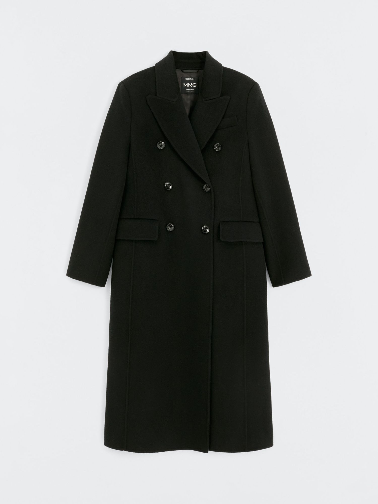 MANGO Paraiso Double Breasted Wool Blend Coat in Black | Endource