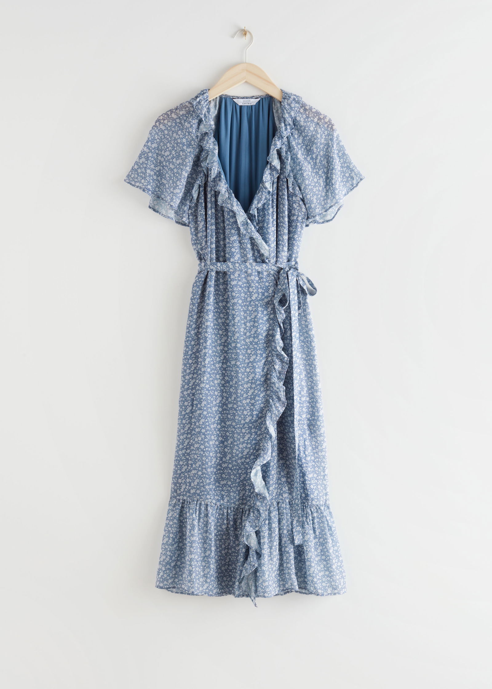 other stories ruffled midi wrap dress & Other Stories + Voluminous Ruffle Wrap Midi Dress