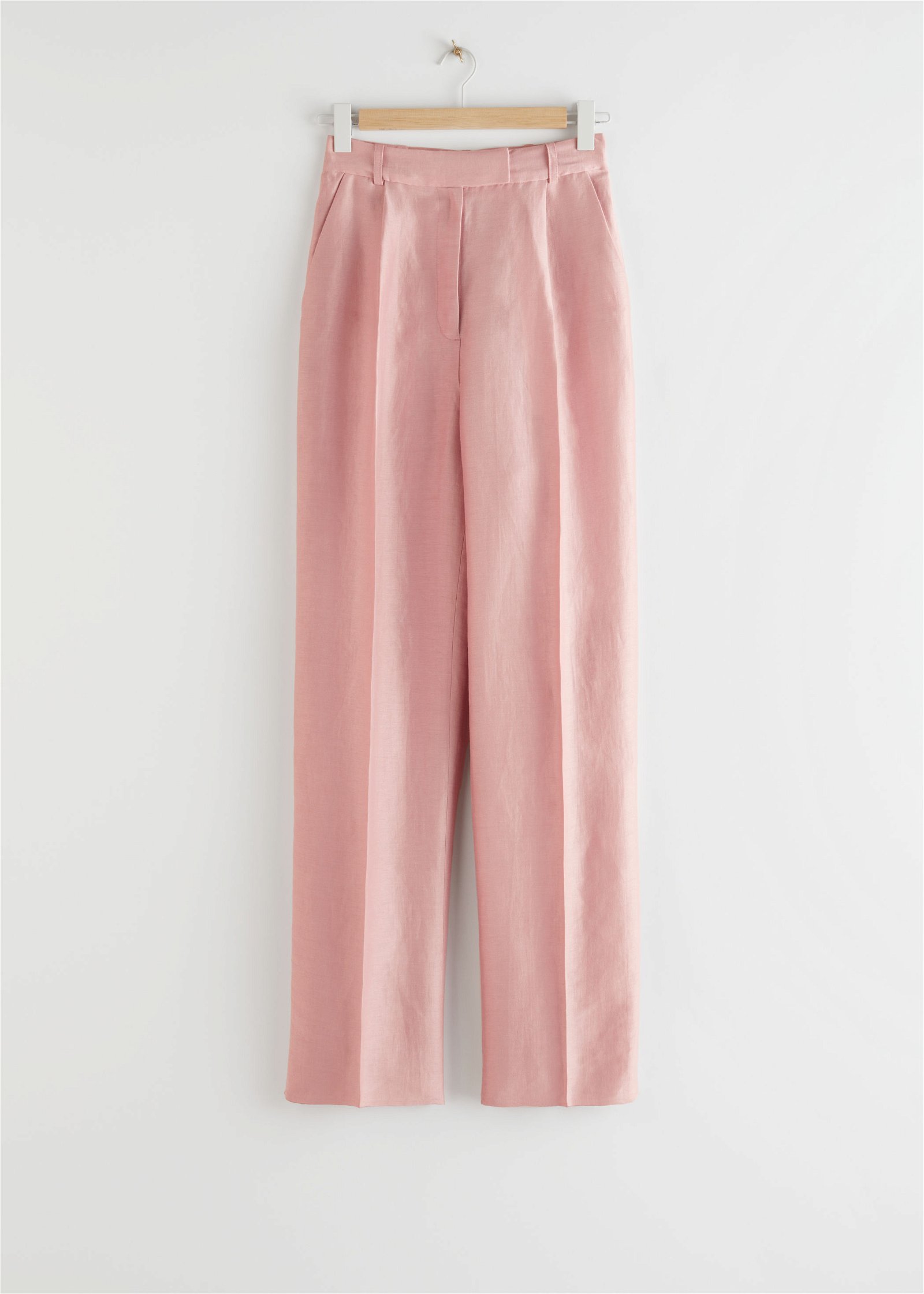 & OTHER STORIES Loose Tapered Linen Blend Trousers in Dusty Pink | Endource