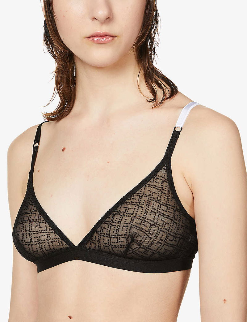 Anine Bing Amina Corded Lace And Mesh Triangle Bra