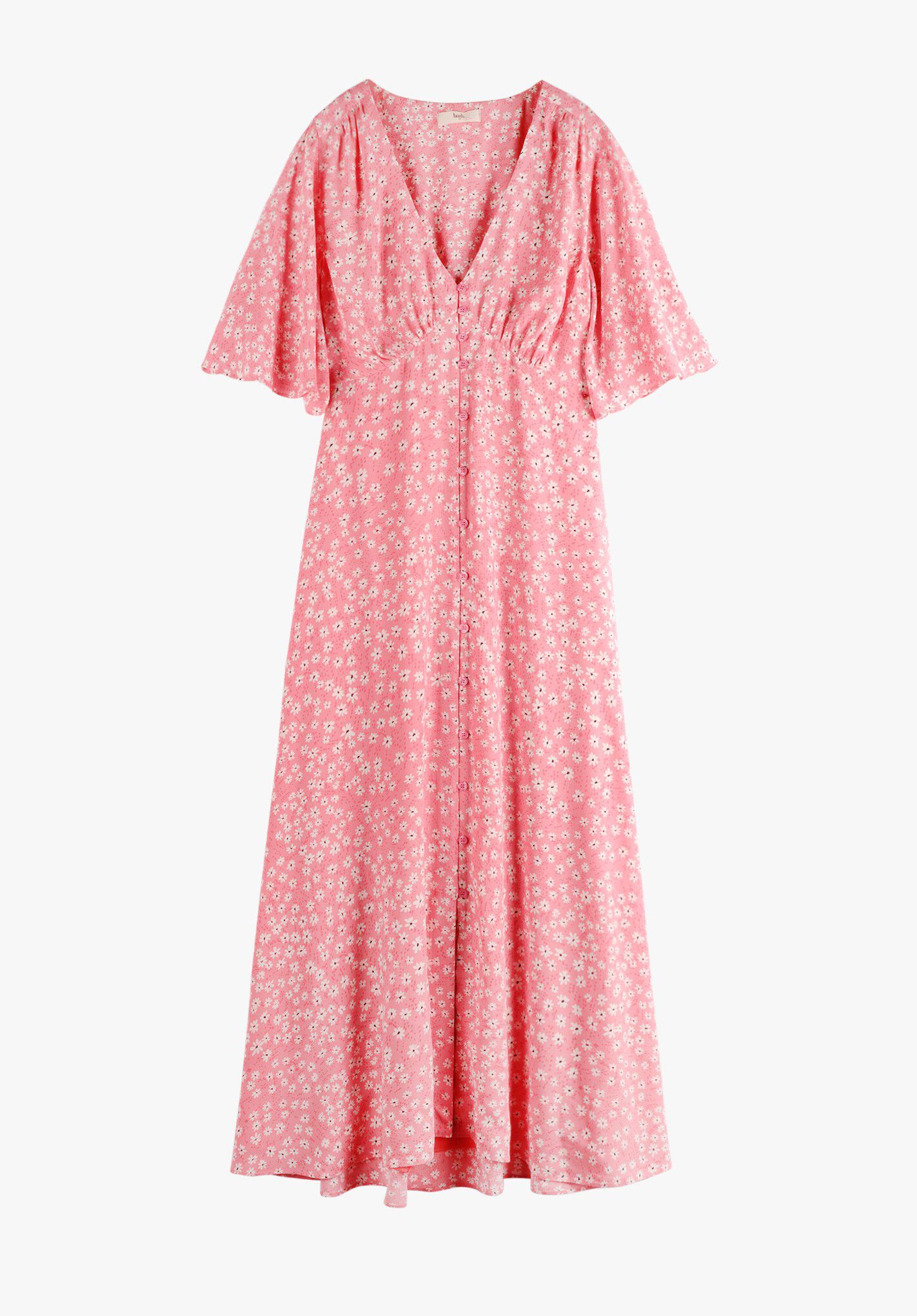 HUSH Valeria Tea Dress in Ditsy Floral Pink/Ecru | Endource