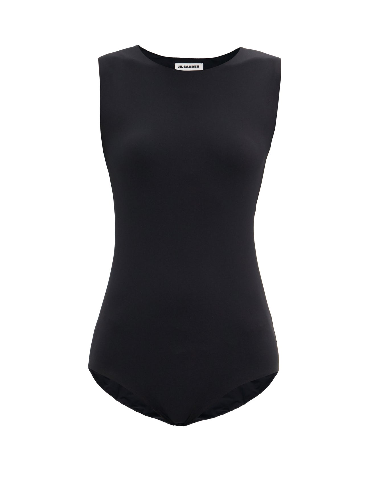 Black Seamless round-neck jersey bodysuit, Jil Sander