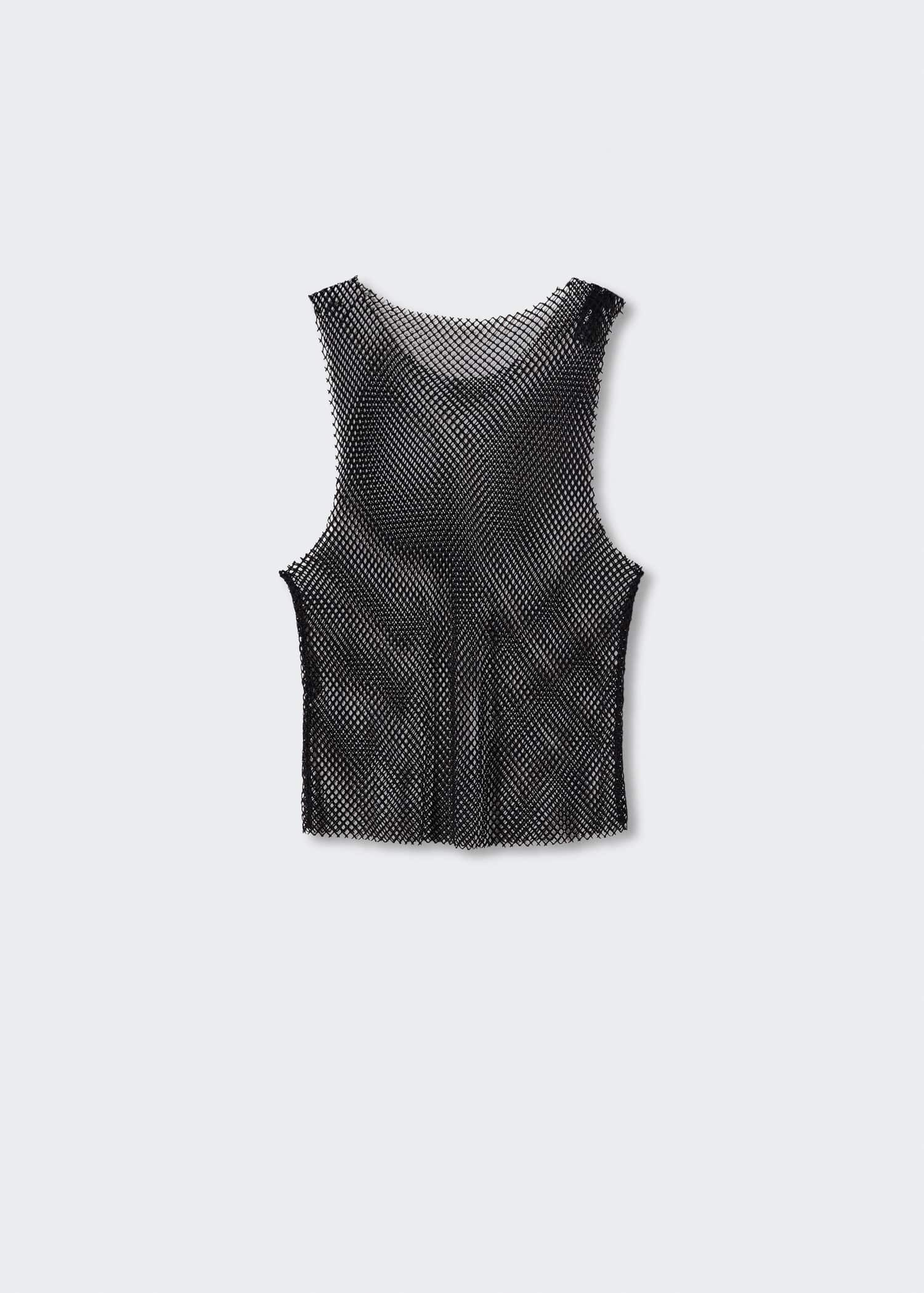 Mango Irredescent Mesh Tank Top in Gray