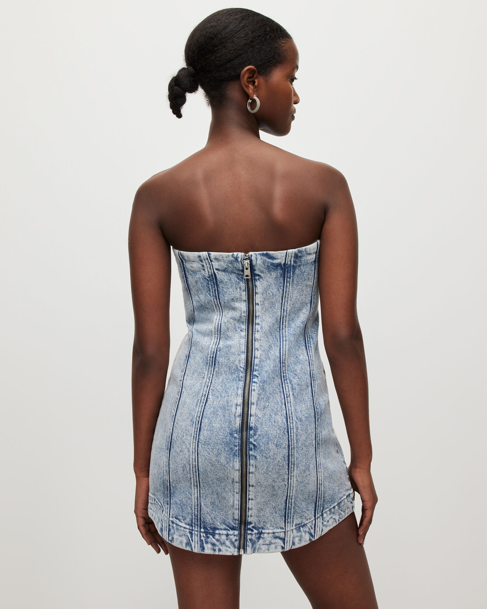 white christmas dresses Ivory Denim Halter Corset Dress main image 1