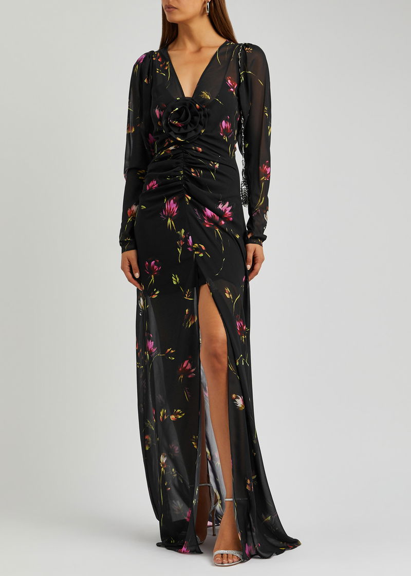 ROTATE BIRGER CHRISTENSEN Floral-Print Chiffon Maxi Dress | Endource