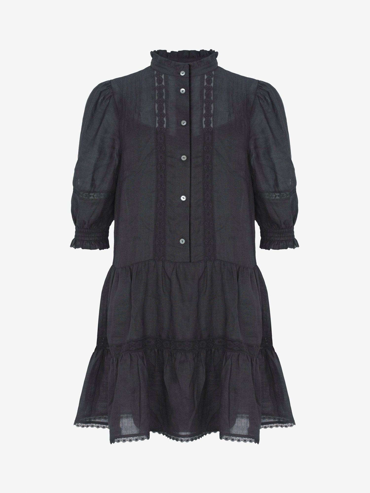 Mint Velvet Crinkle Mini Dress, Black at John Lewis & Partners