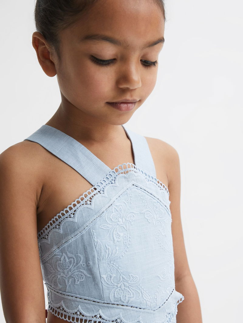 REISS Louisa Embroidered Dress In Blue Endource Reiss louisa embroidered dress in blue endource