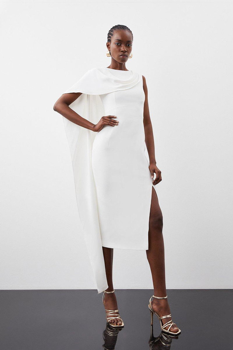 asymmetric draped midi dress Reiss
