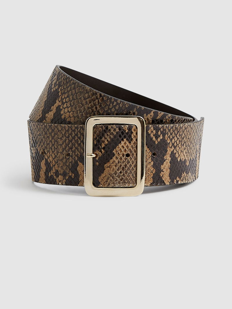 REISS Callie Snake Print Wide Waist Belt | endource display picture 1