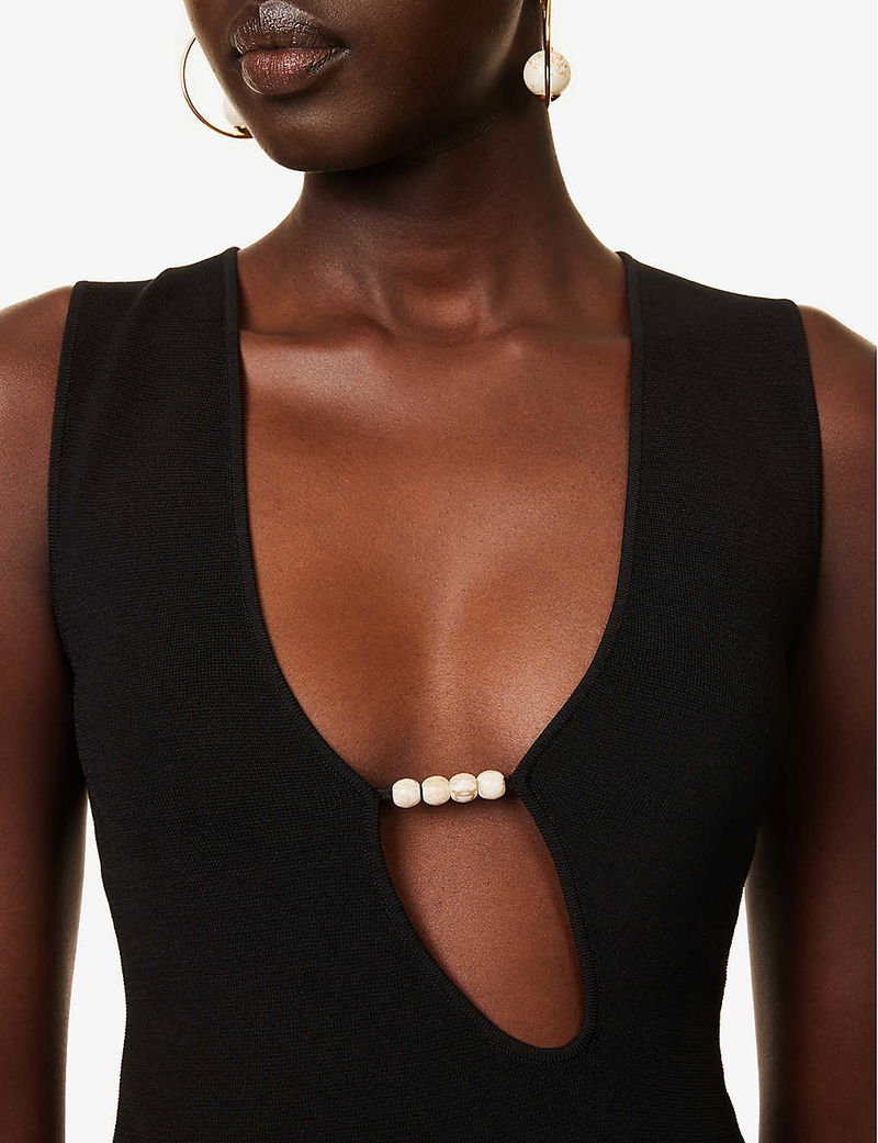 SIR Kinetic Bead-Embellished Woven-Blend Top | endource