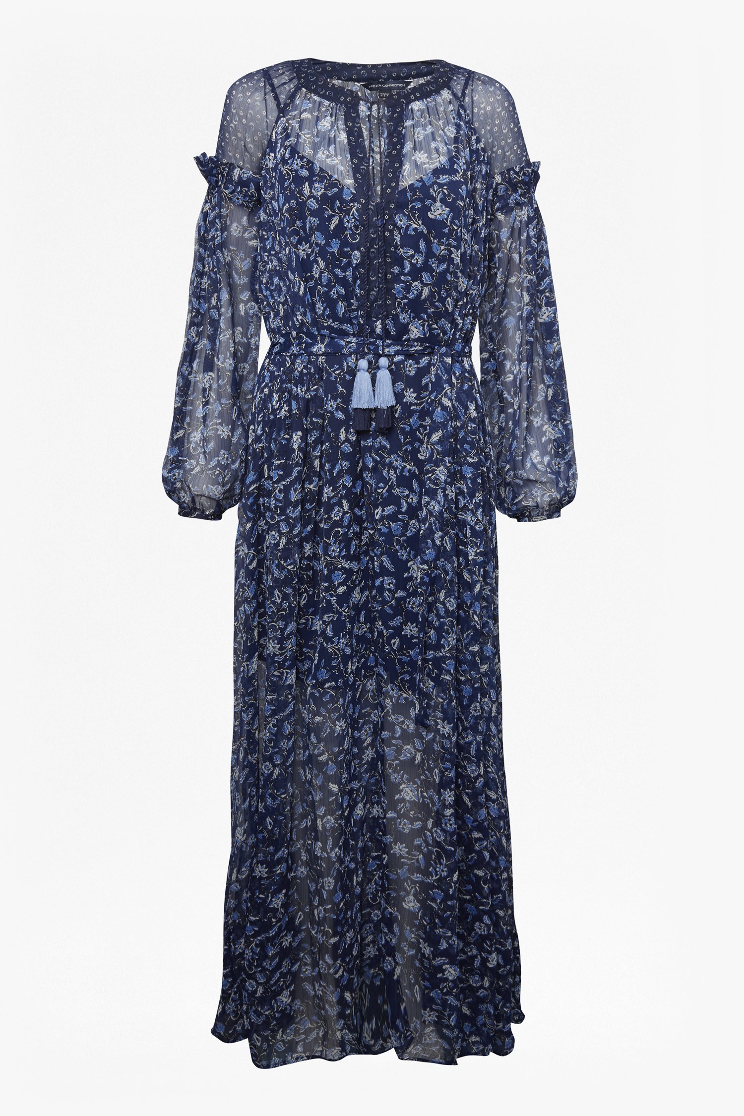 FRENCH CONNECTION Savana Sheer Midi Folk Dress | endource