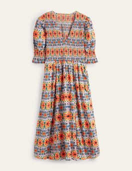 BODEN Smocked Bodice Midi Dress | endource
