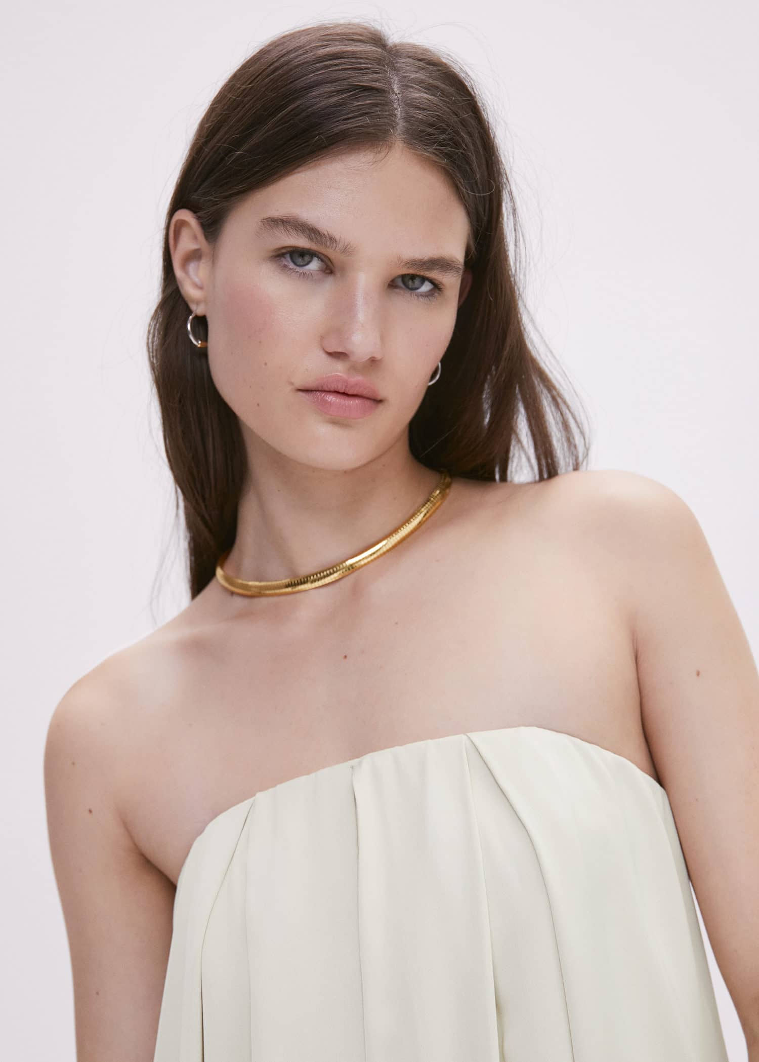 green emerald velvet dress Mango Chiffon Strapless Gown 14 / Mango main image 1
