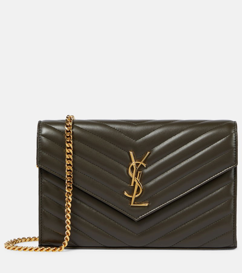 Cassandre Matelasse Envelope Leather Wallet On Chain in Black - Saint  Laurent