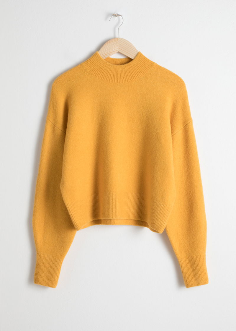 & OTHER STORIES Mock Neck Cropped Sweater in Yellow | Endource