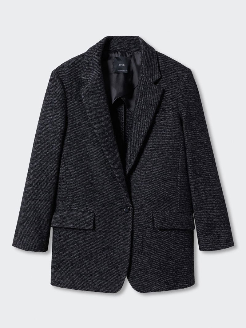 MANGO Martita Tailored Cotton and Wool Blend Blazer endource