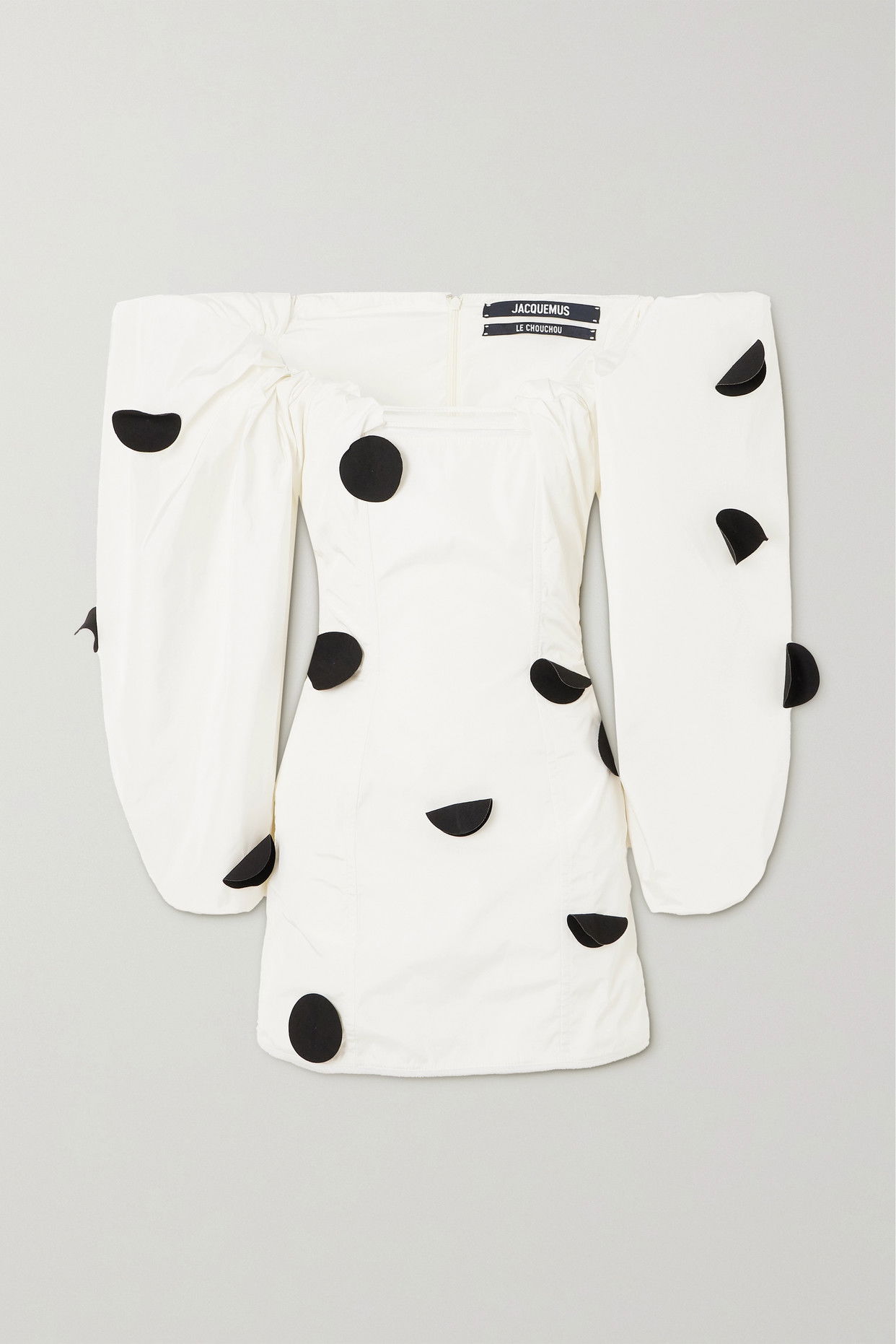 JACQUEMUS Off-The-Shoulder Polka-Dot Taffeta Mini Dress